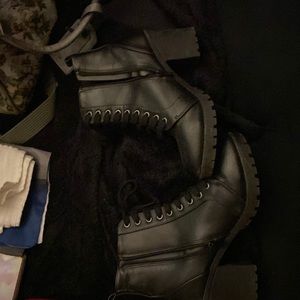 Black High-heeled combat boots